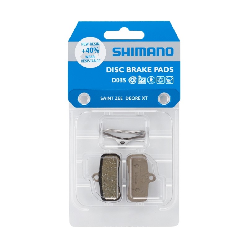 PLOČICE ZA DISK SHIMANO RESIN PAD W/O FIN (D03S-RX), PAD SPRING, W/SPLIT PIN, 1 PAIR, IND.PACK