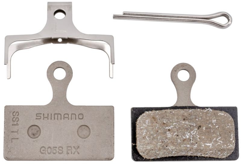 PLOČICE ZA DISK SHIMANO RESIN PAD W/O FIN (G05S-RX), PAD SPRING, W/SPLIT PIN, 1 PAIR, IND.PACK