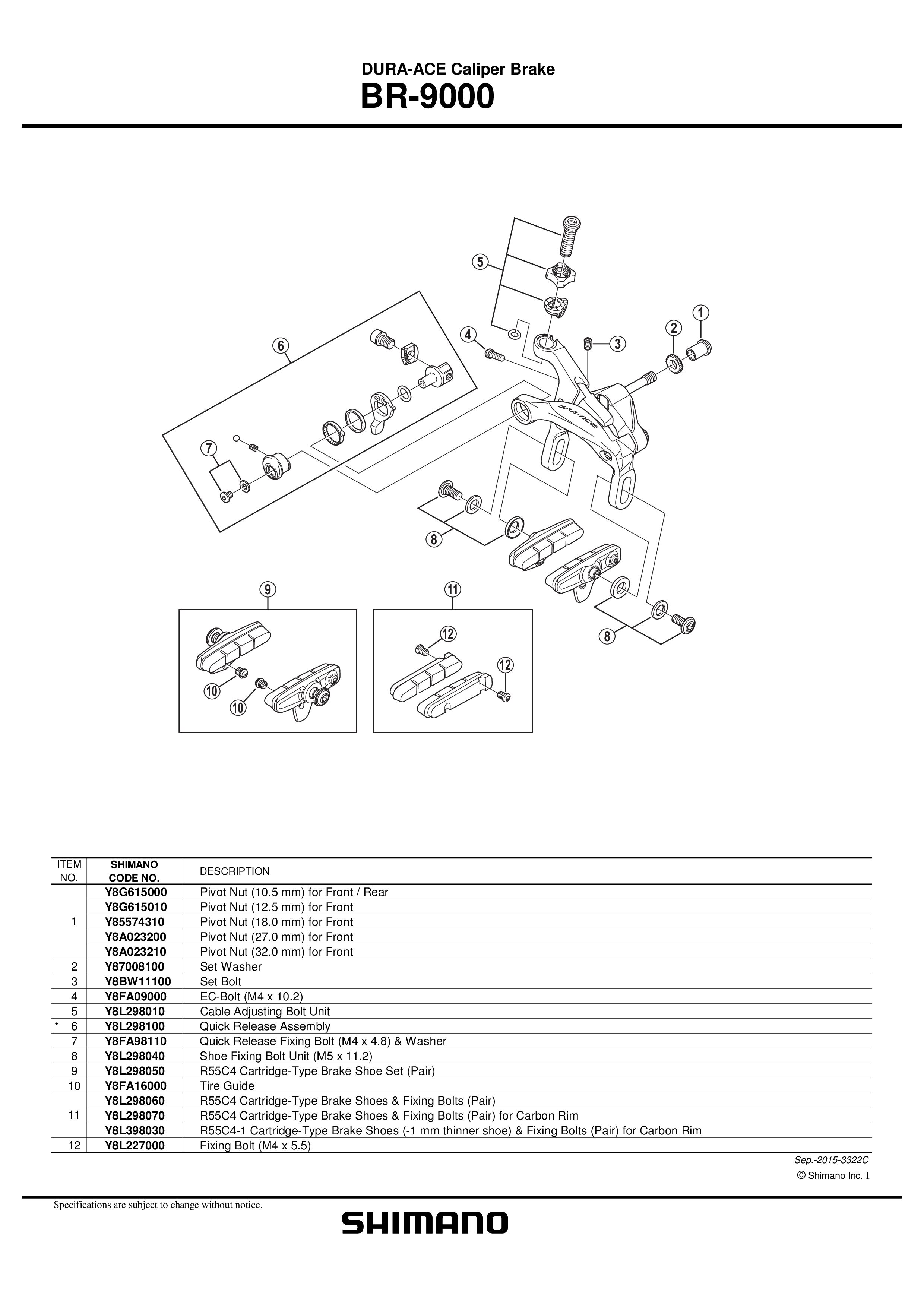 PAKNOVI SHIMANO BR-9000 R55C4, CARTRIDGE-TYPE BRAKE SHOE SET(PAIR)