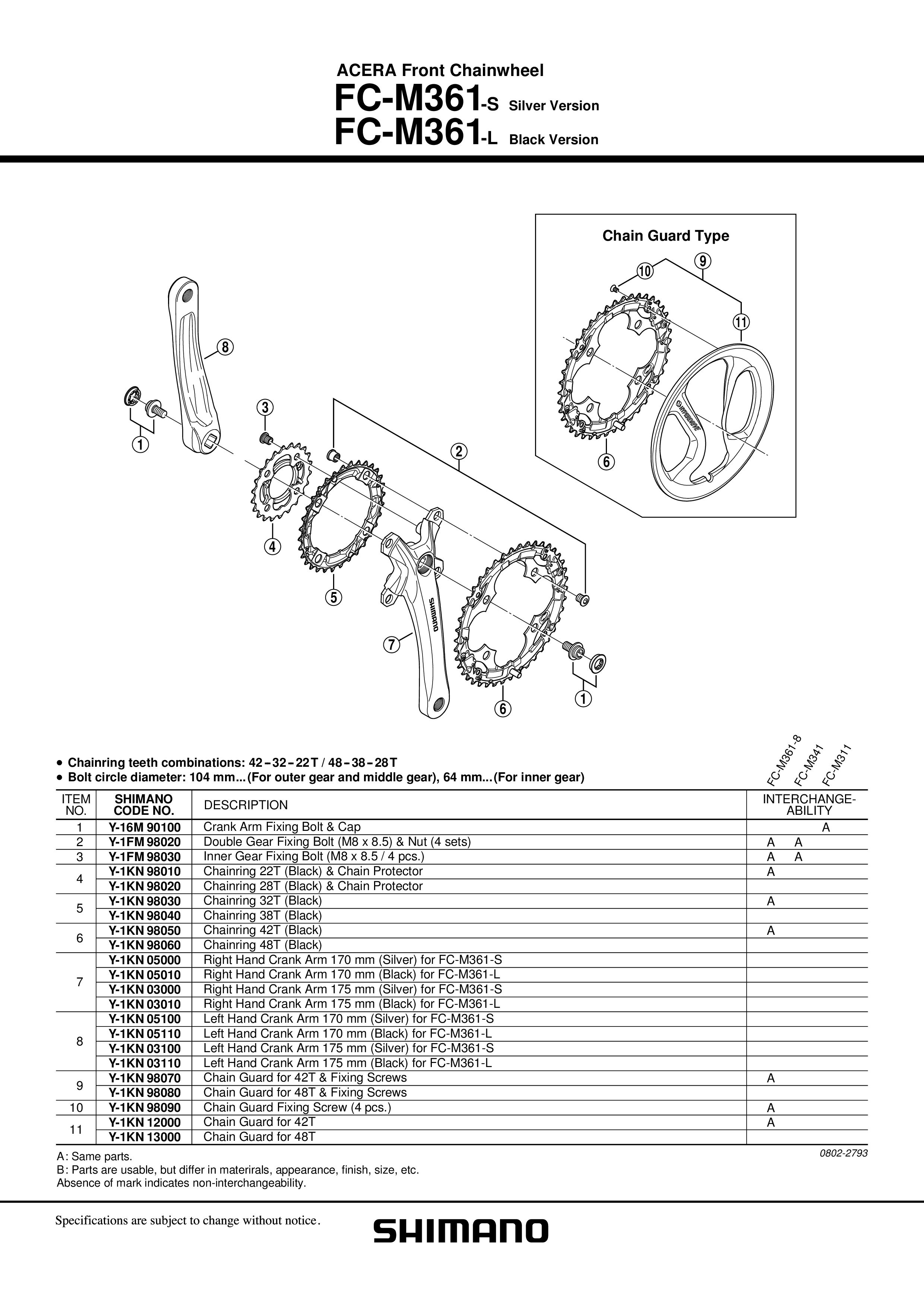 LANČANIK SHIMANO FC-M361 42T BLACK