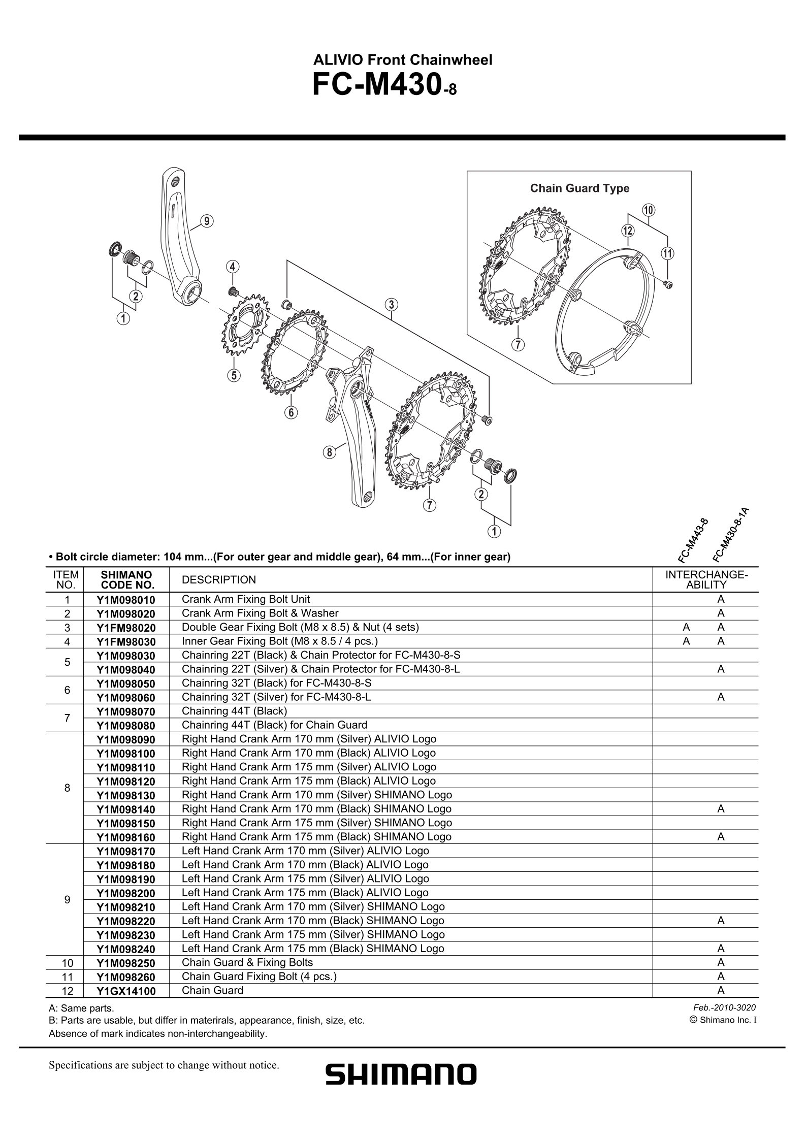 ZAVRTANJ KURBLE POGONA SHIMANO FC-M430-8 CRANK ARM FIXING BOLT UNIT