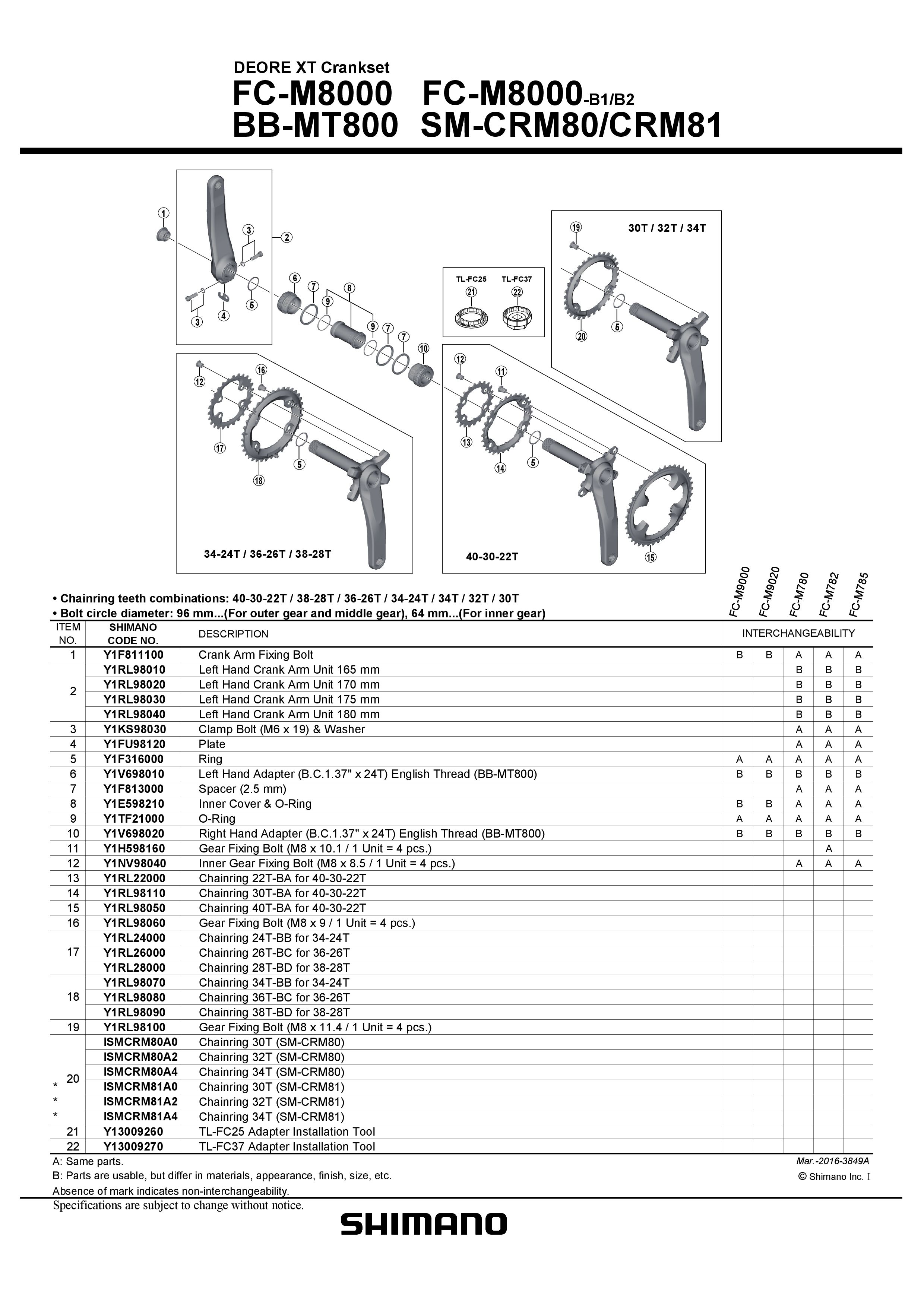 LANČANIK SHIMANO FC-M8000 CHAINRING 36T-BC FOR 36-26T