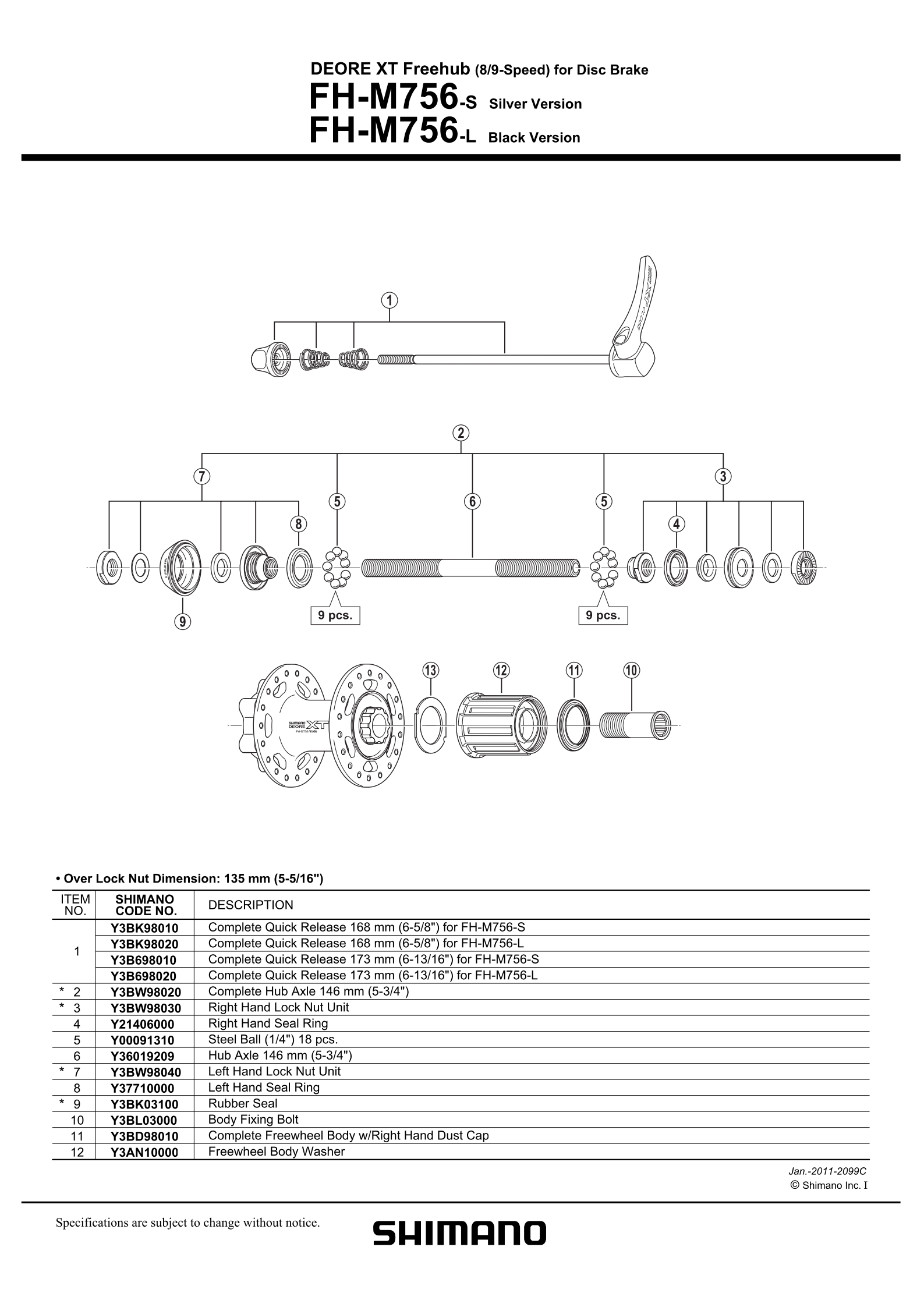 KUGLICE SHIMANO 1/4", 18PCS