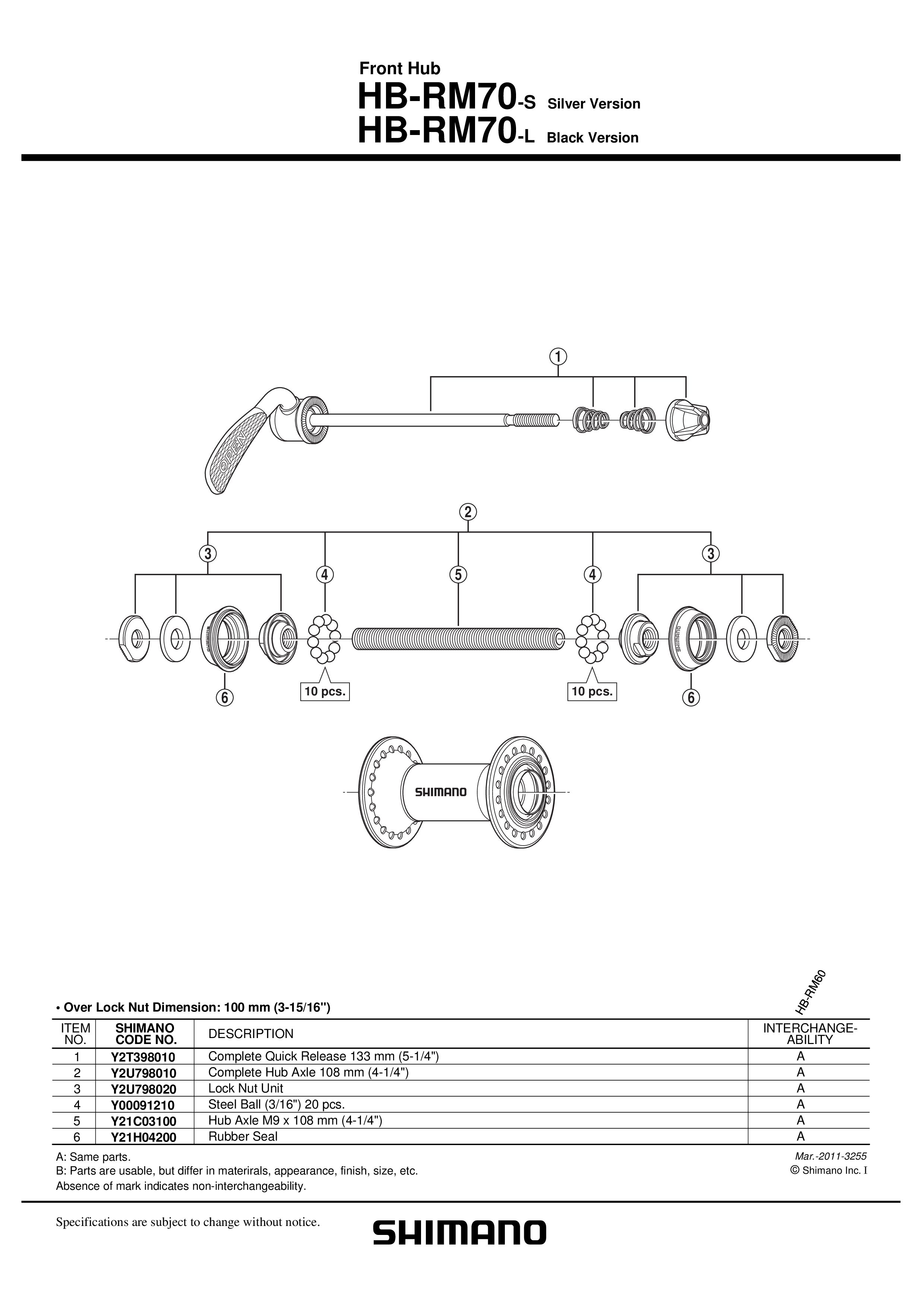 OSOVINA SHIMANO HB-RM50-QR 108MM 4-4/4"