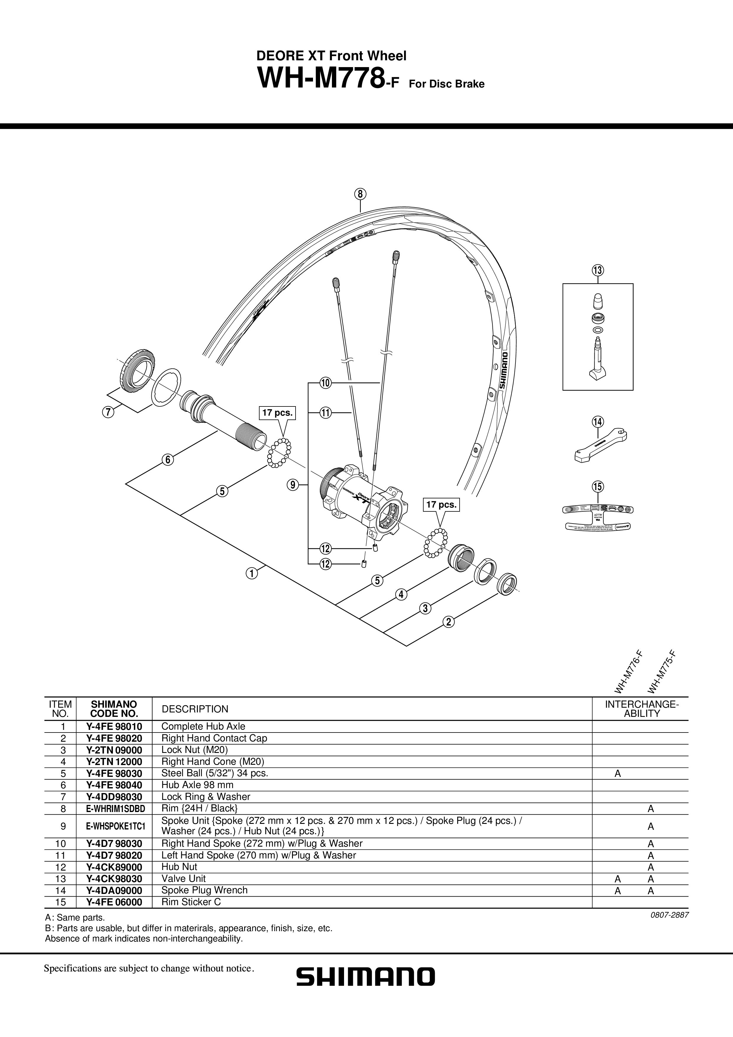 KUGLICE SHIMANO WH-M778-F 5/32", 34 PCS