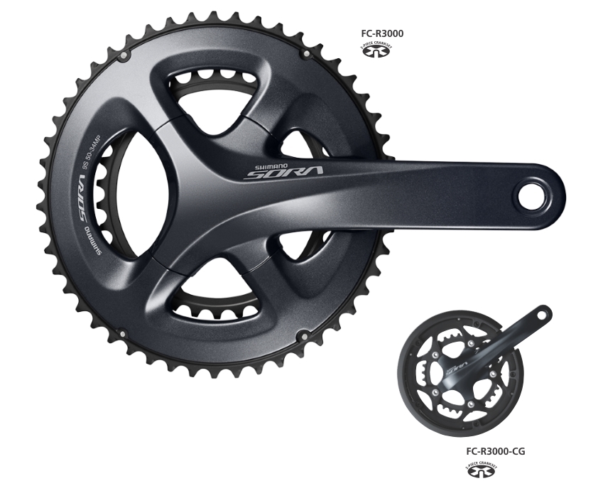 POGON SHIMANO SORA FC-R3000, 50X34T, KURBLA 175MM, 9 BRZINA, 2-PCS FC, W/O CG, W/O BB PARTS, IND.PAC