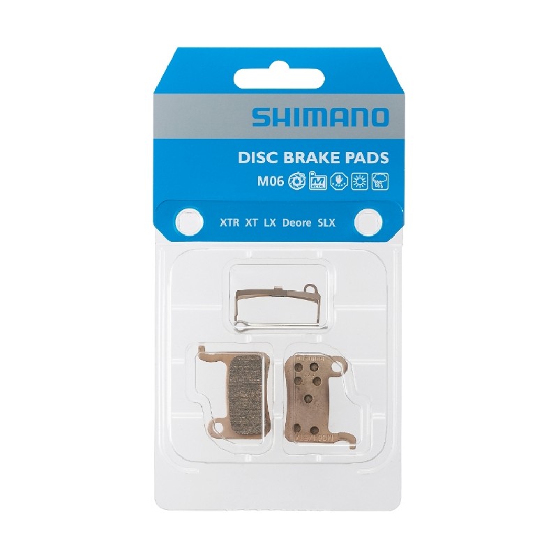 PLOČICE ZA DISK SHIMANO METAL PAD W/O FIN (M06), PAD SPRING, W/SPLIT PIN, 1 Par, IND.PACK