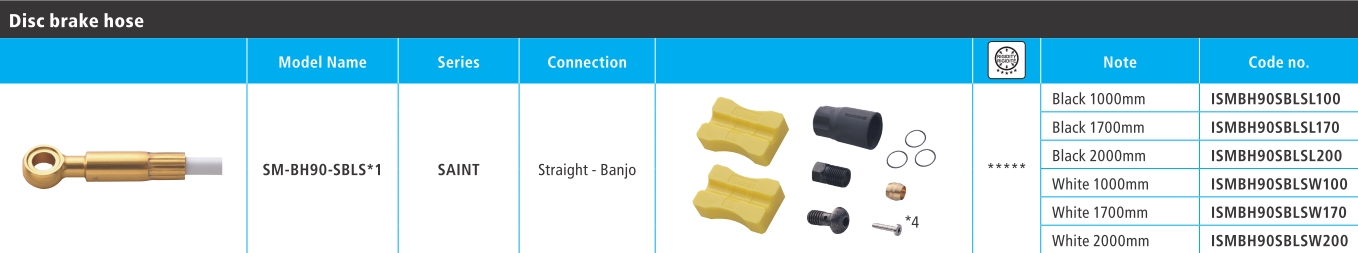 CREVO ZA HIDRAULIČNU KOČNICU SHIMANO SM-BH90-SBLS, SAINT, 1700MM, BLACK, STRAIGHT CONNECT TYPE BL(NO