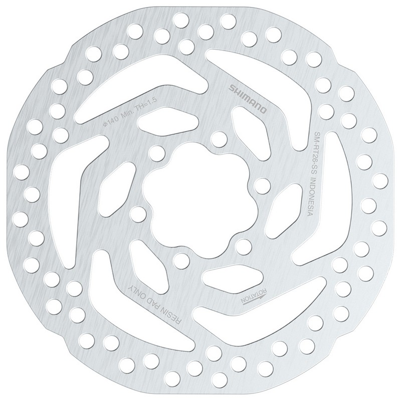 ROTOR DISK KOČNICE SHIMANO SM-RT26; SS 140MM; 6-BOLT TYPE; FOR RESIN PAD ONLY; IND.PACK