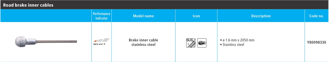 SAJLA KOČNICE SHIMANO ROAD SUS 2050MM &amp; INNER END CAP